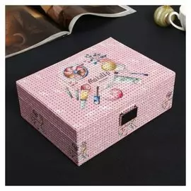 Шкатулка кожзам для украшений "Make Up" с блёстками 8х17х23 см