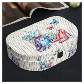 Шкатулка кожзам для украшений "Модный лук" с блёстками 7х17х25 см