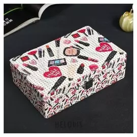 Шкатулка кожзам для украшений "Модный Make Up" с блёстками 7х14х21,5 см