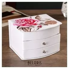 Шкатулка кожзам для украшений "Пионы" 14х12х10,5 см