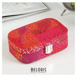 Шкатулка кожзам для украшений "Разноцветная паутина на красном" 5х15х10 см