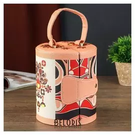 Шкатулка кожзам для украшений "Ретро" персиковая 17х14,5х14,5 см