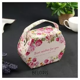 Шкатулка кожзам для украшений "Розовые пионы" сумочка 12х16х6,5 см