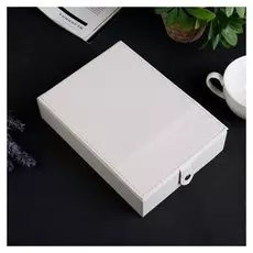 Шкатулка кожзам для украшений с зеркалом "Снежная" 5,5х21,5х15 см