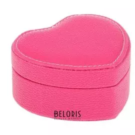 Шкатулка кожзам для украшений "Сердце розовое" 5х9х10,5 см