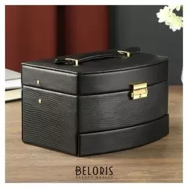 Шкатулка кожзам для украшений сундучок "Чёрный питон" комбинированная 13х15х21,5 см