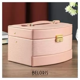 Шкатулка кожзам для украшений сундучок "Розовый питон" комбинированная 13х15х21,5 см