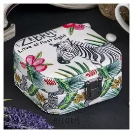 Шкатулка кожзам для украшений "Зебра" 10х10х5 см