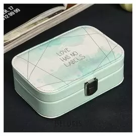 Шкатулка кожзам для украшений "Зелёные пятна на белом" 5х10х15 см