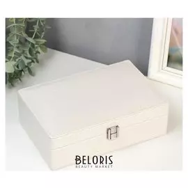 Шкатулка кожзам для украшений "Змеиная кожа" белая 6,8х21,5х14,5 см