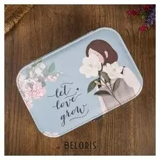 Шкатулка кожзам под часы 1 отделение и бижутерию "Девушка с сакурой" 7х20х14 см