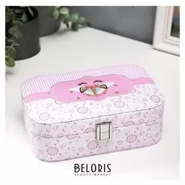 Шкатулка кожзам под часы 1 отделение и бижутерию "Спящий единорог" 7х20х14 см