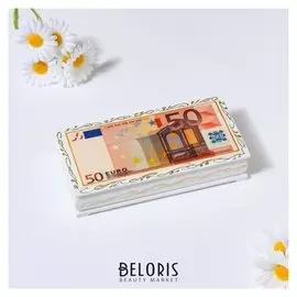 Шкатулка - купюрница «50 евро», белая, 8,5×17 см, лаковая миниатюра