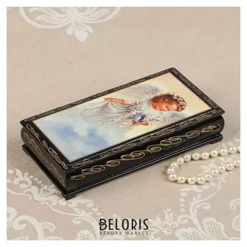 Шкатулка - купюрница «Ангелок на облаке», 8,5×17 см, лаковая миниатюра