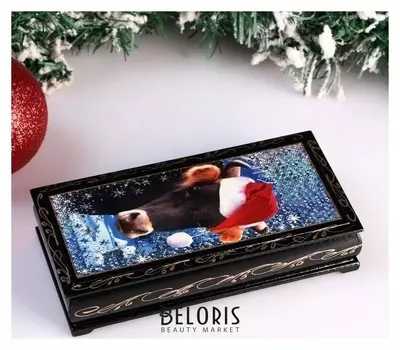 Шкатулка - купюрница «Корова. новый год», 8,5×17 см, лаковая миниатюра