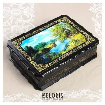 Шкатулка «Лесной берег», 17×23×6 см, лаковая миниатюра