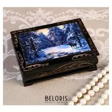 Шкатулка «Лось в лесу», 8×10 см, лаковая миниатюра