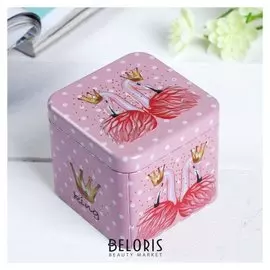 Шкатулка металл "Фламинго с цветами" 6,5х7,5х7,5 см