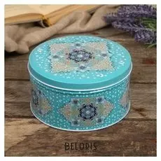 Шкатулка металл круг "Арабский ковер" 7,3х13,5х13,5 см