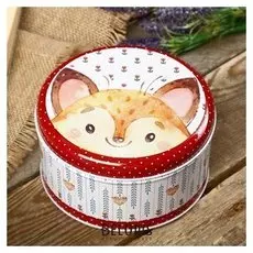 Шкатулка металл круглая "Лисёнок" 7,2х13,5х13,5 см