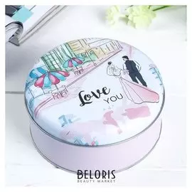 Шкатулка металл круглая "Свадебная прогулка" 6,5х14х14 см