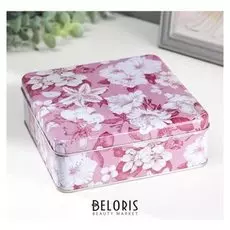 Шкатулка металл квадрат "Лилии на розовом" 6х17х17 см