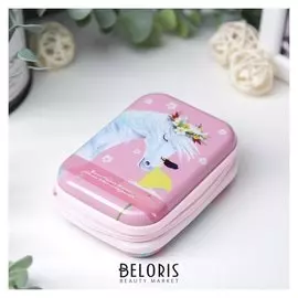 Шкатулка металл на молнии "Белая лошадь и девушка" 9х6,5х3,3 см