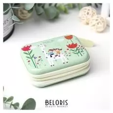 Шкатулка металл на молнии "Дети верхом на жирафе" 9х6,5х3,3 см