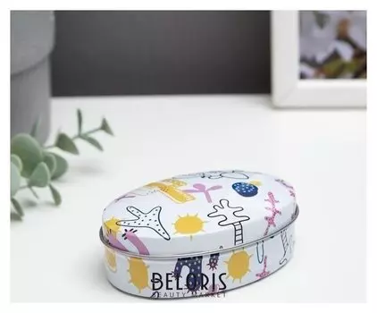 Шкатулка металл овал "Кактусы" 3,2х6,2х8,7 см