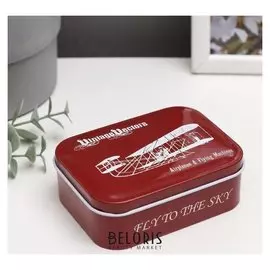 Шкатулка металл прямоугольная "Аэроплан" 3,1х7,8х10,3 см