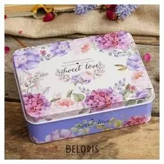 Шкатулка металл прямоугольная "Гортензии" 4х12,5х9,5 см
