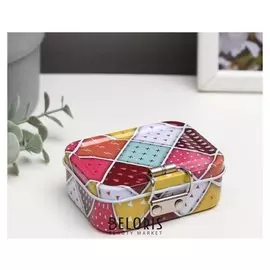 Шкатулка металл прямоугольная с замочком "Геометрия" 3,2х6,5х8,3 см