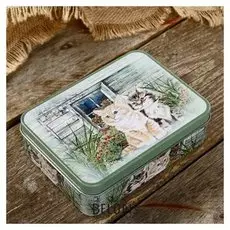 Шкатулка металл прямоугольная "Собаки и кошки" 4,2х14х10 см