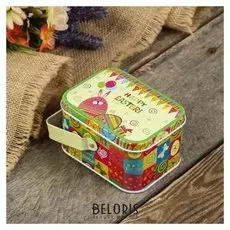 Шкатулка металл с ручкой "Счастливой пасхи" 6х10,5х8 см