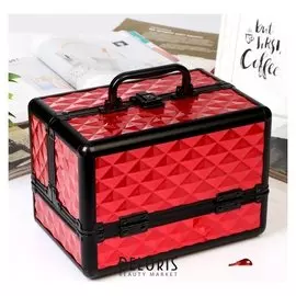 Шкатулка металлокаркас 3D "Грани" алая 17х25х17 см