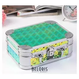 Шкатулка металлокаркас чемодан "3D треугольники" золото 8,5х23х18 см