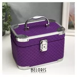 Шкатулка металлокаркас сундучок "Фиолетовая клетка с пайетками" 14,5х21х14,5 см