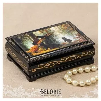 Шкатулка «Мишки», 8×10 см, лаковая миниатюра