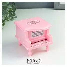 Шкатулка музыкальная механическая "Пианино", розовая