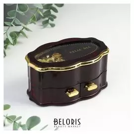 Шкатулка музыкальная "Рельеф" овальная с двумя отделениями