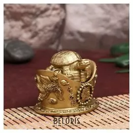 Шкатулка нэцке бронза "Черепаха на монетах" 7х9х6,5 см