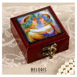 Шкатулка «Парочка в васильках», 8х8 см