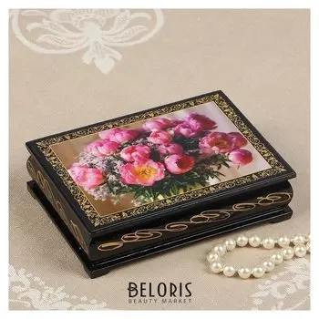 Шкатулка «Пионы», 10×14 см, лаковая миниатюра
