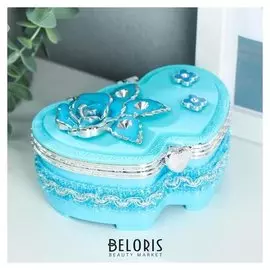 Шкатулка пластик "Двойное сердце с розой" 5,5х12,5х9,5 см