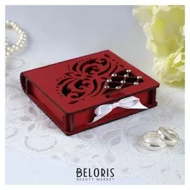 Шкатулка под кольца "Ажурная", марсала, 10х9,5х2,6 см