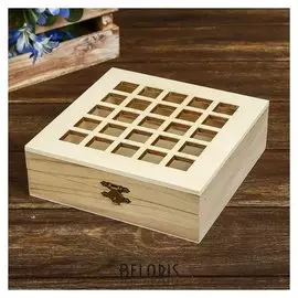 Шкатулка под роспись «Сетка», дерево, квадрат 5,5 × 17,7 × 17,2 см