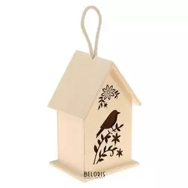 Шкатулка-подсвечник дерево для росписи "Скворец" 9,5х12х19 см