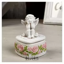 Шкатулка полистоун "Белоснежный ангел" 9х6,1х6,7 см