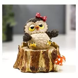 Шкатулка полистоун "Совушка с бантиком" 10,5х8,5х9 см