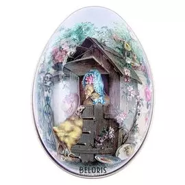 Шкатулка-яйцо "Домик цыплят"